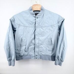 Vintage Par Four Bomber Jacket Mens L Blue Full Zip Lightweight Golf Windbreaker
